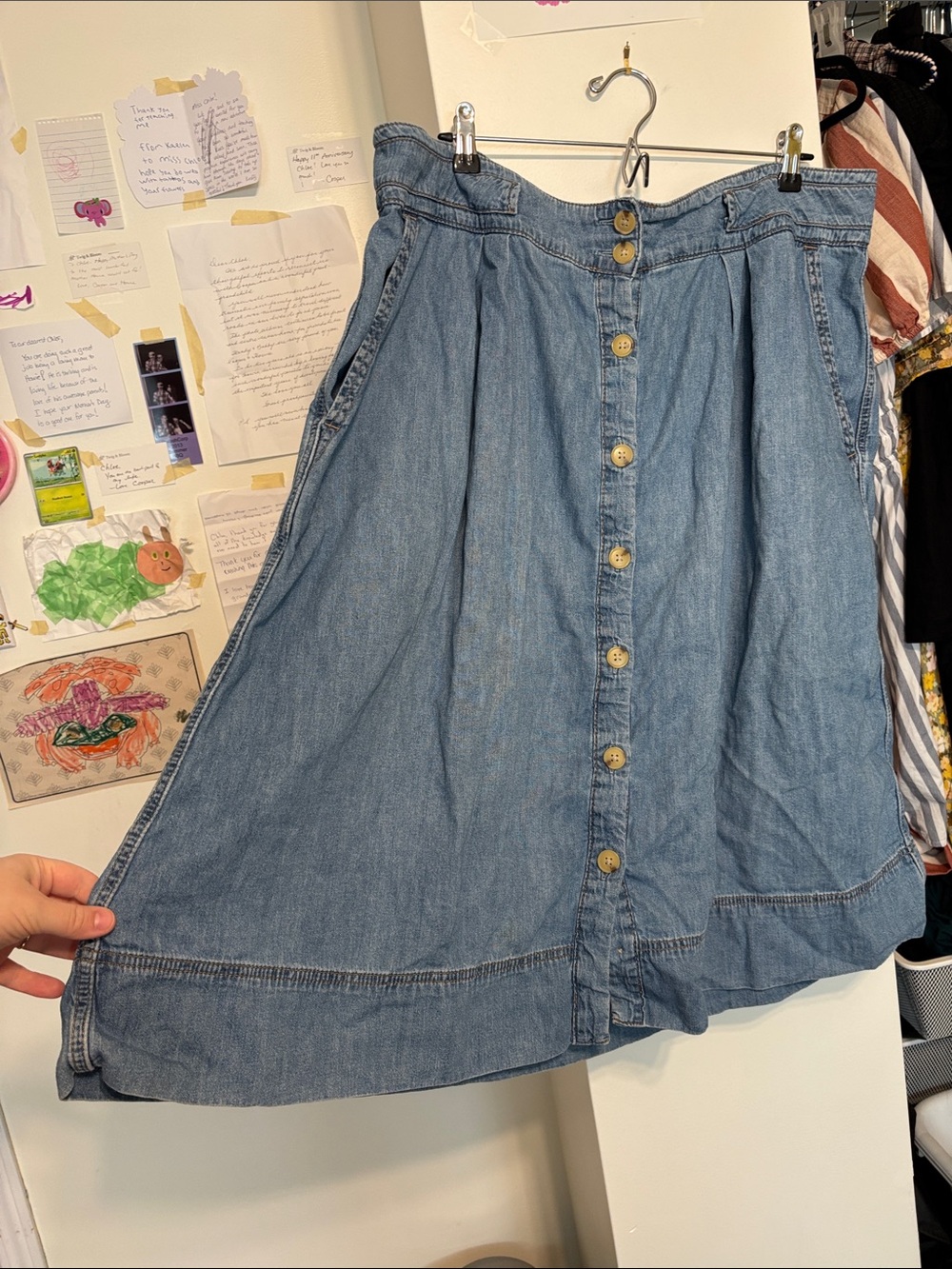 GAP Light Blue Button-Front A-Line Denim Skirt